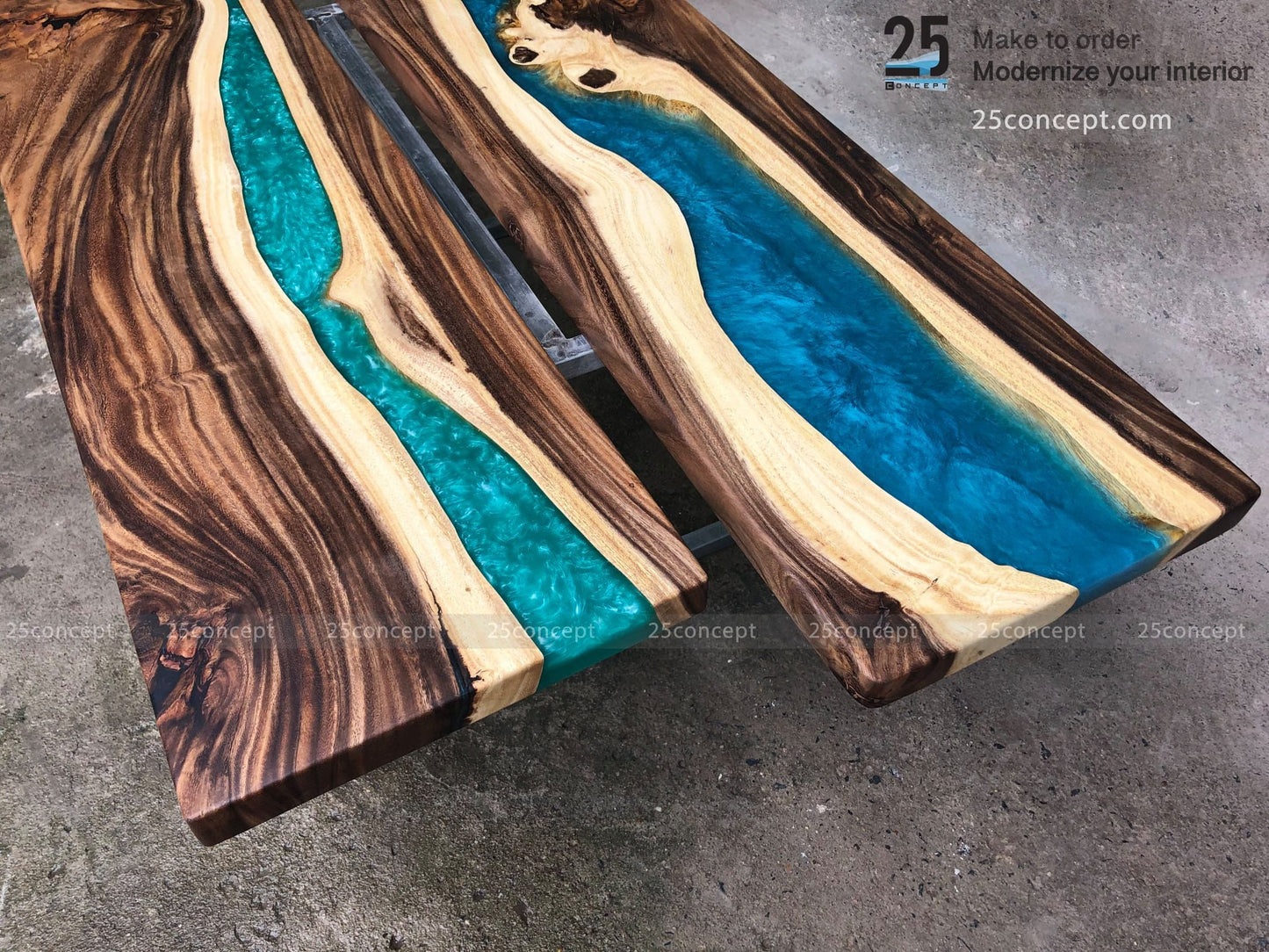 wooden coffee table, Epoxy resin TV Shelf