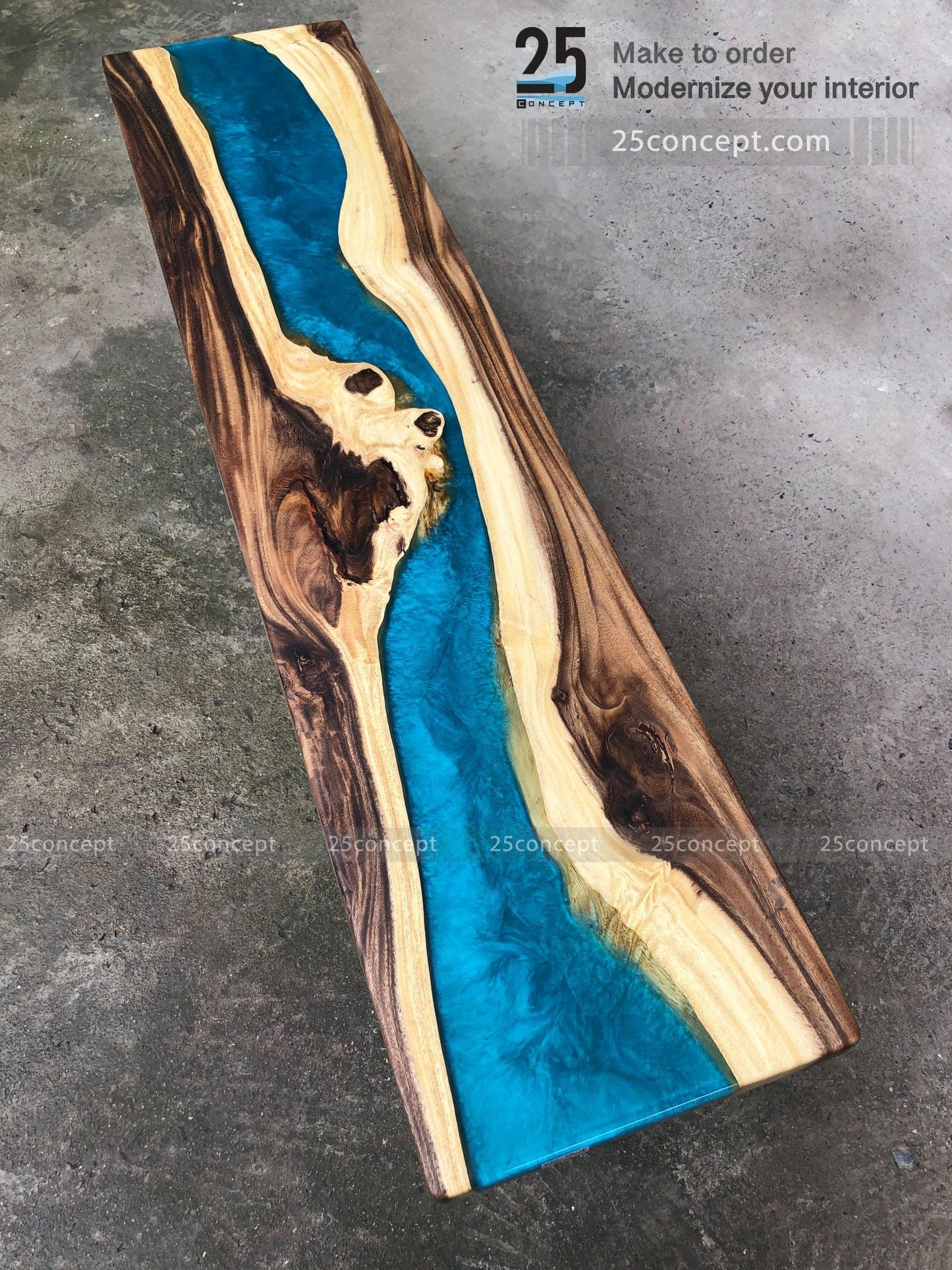 wooden coffee table, Epoxy resin TV Shelf
