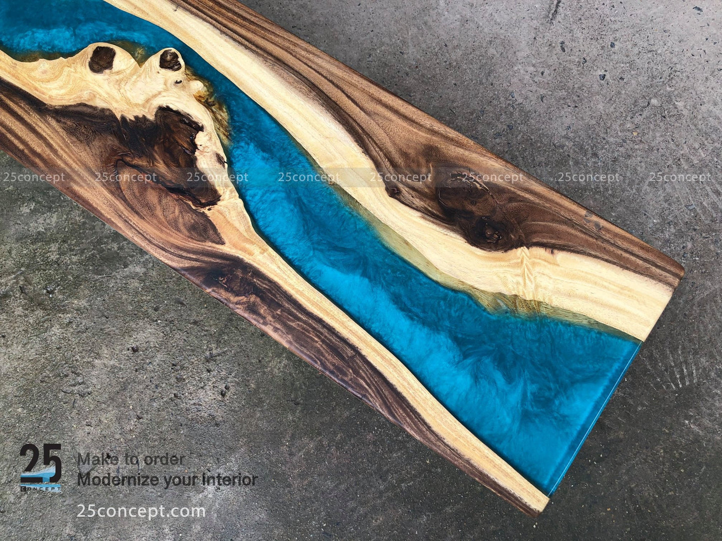 wooden coffee table, Epoxy resin TV Shelf