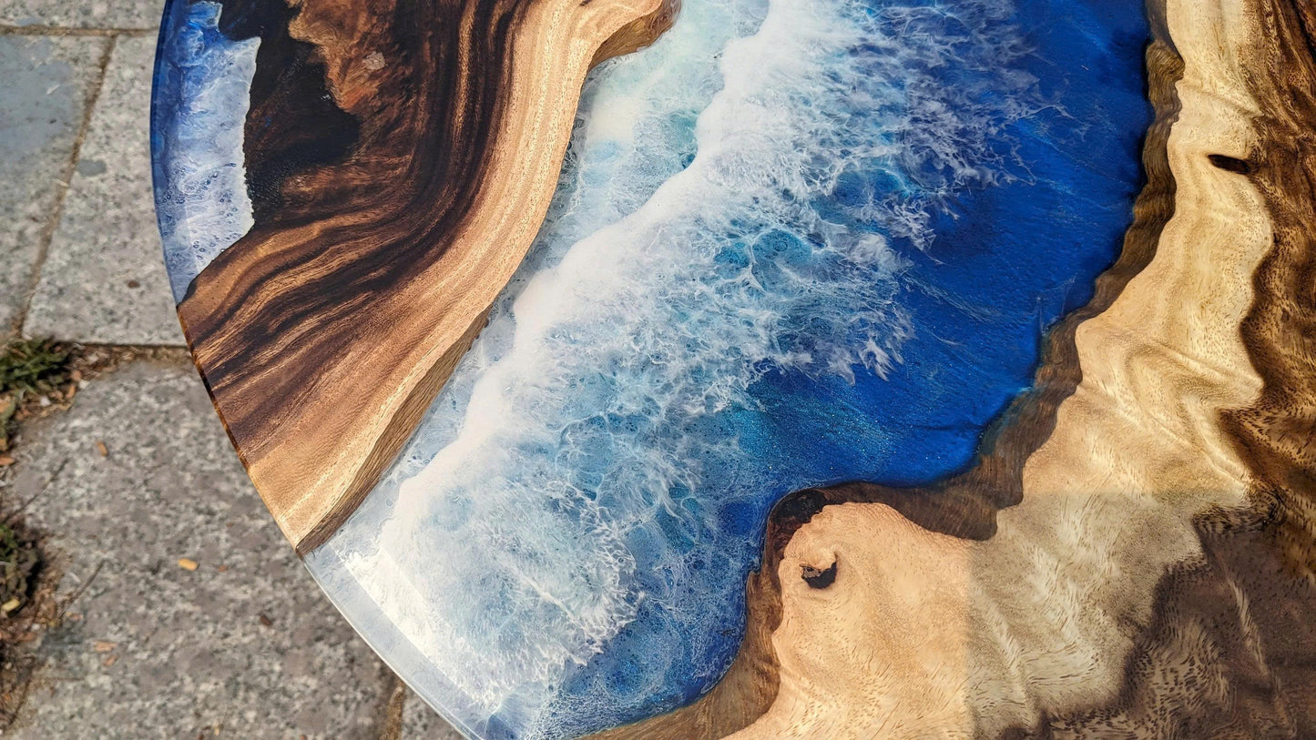 Personalized Ocean Resin Epoxy Table, Custom Live Edge Ocean Table, Dining Room Table, Resin Beach Table, Epoxy Resin Table, Unique Table