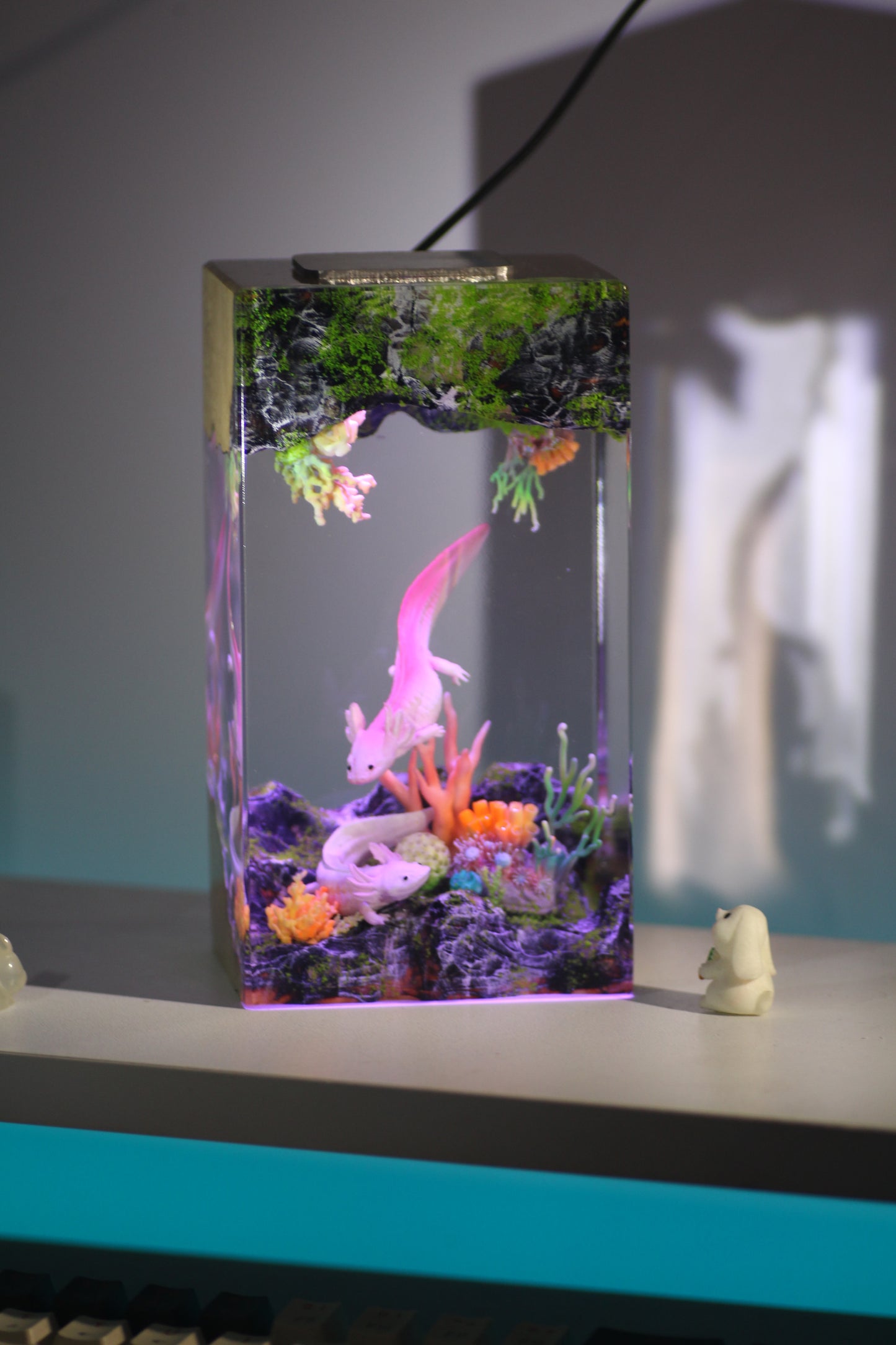 Axolotl resin lamp, Mexican Salamander resin art lamp