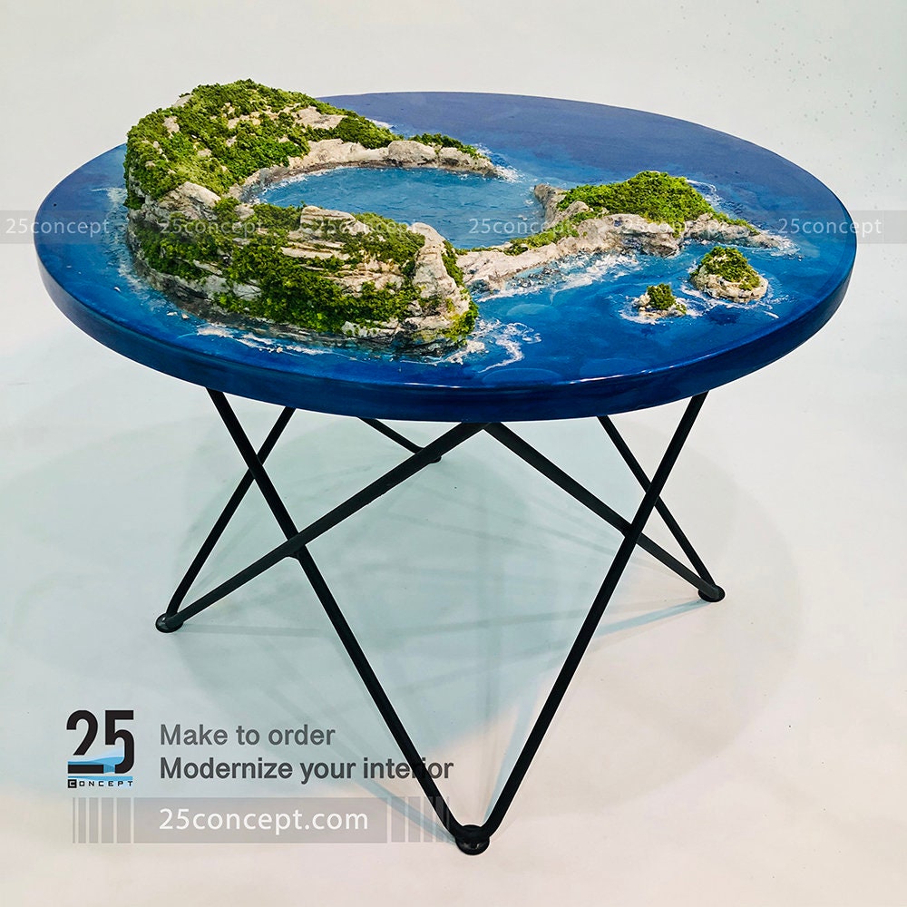 Ocean resin table, Resin table, epoxy coffee table