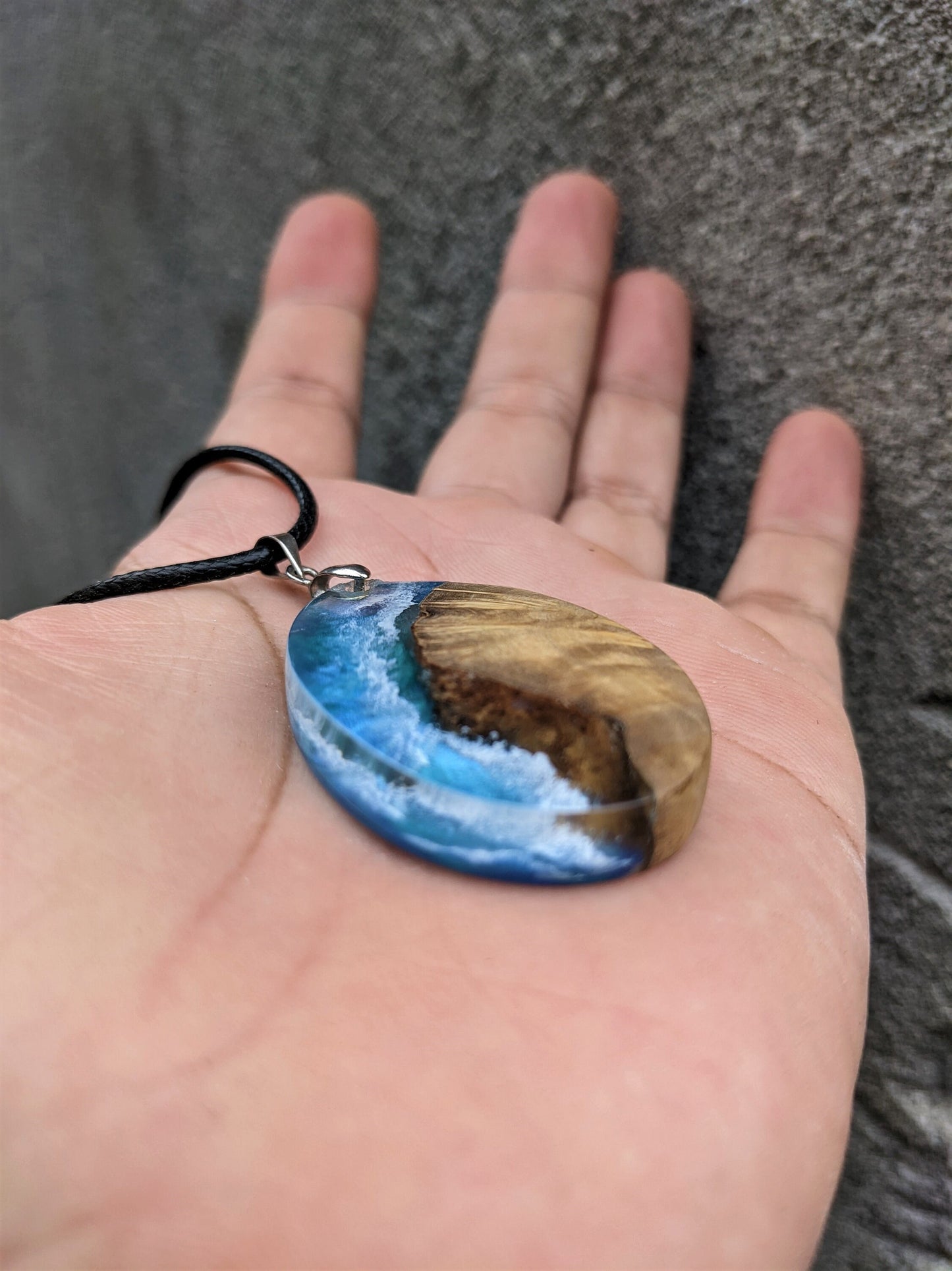 Beach resin pendant, epoxy resin pendant, ocean jewelry