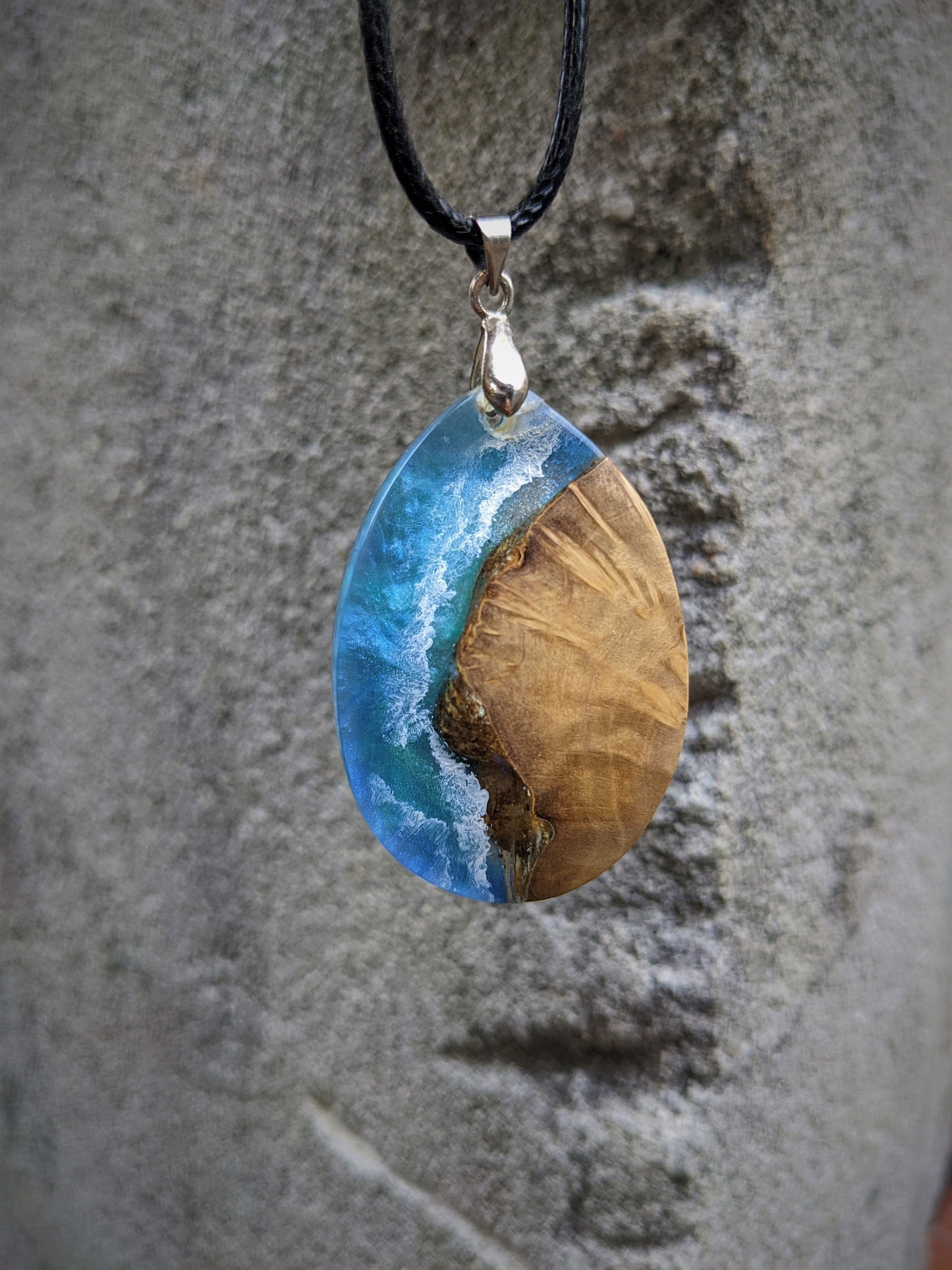 Beach resin pendant, epoxy resin pendant, ocean jewelry