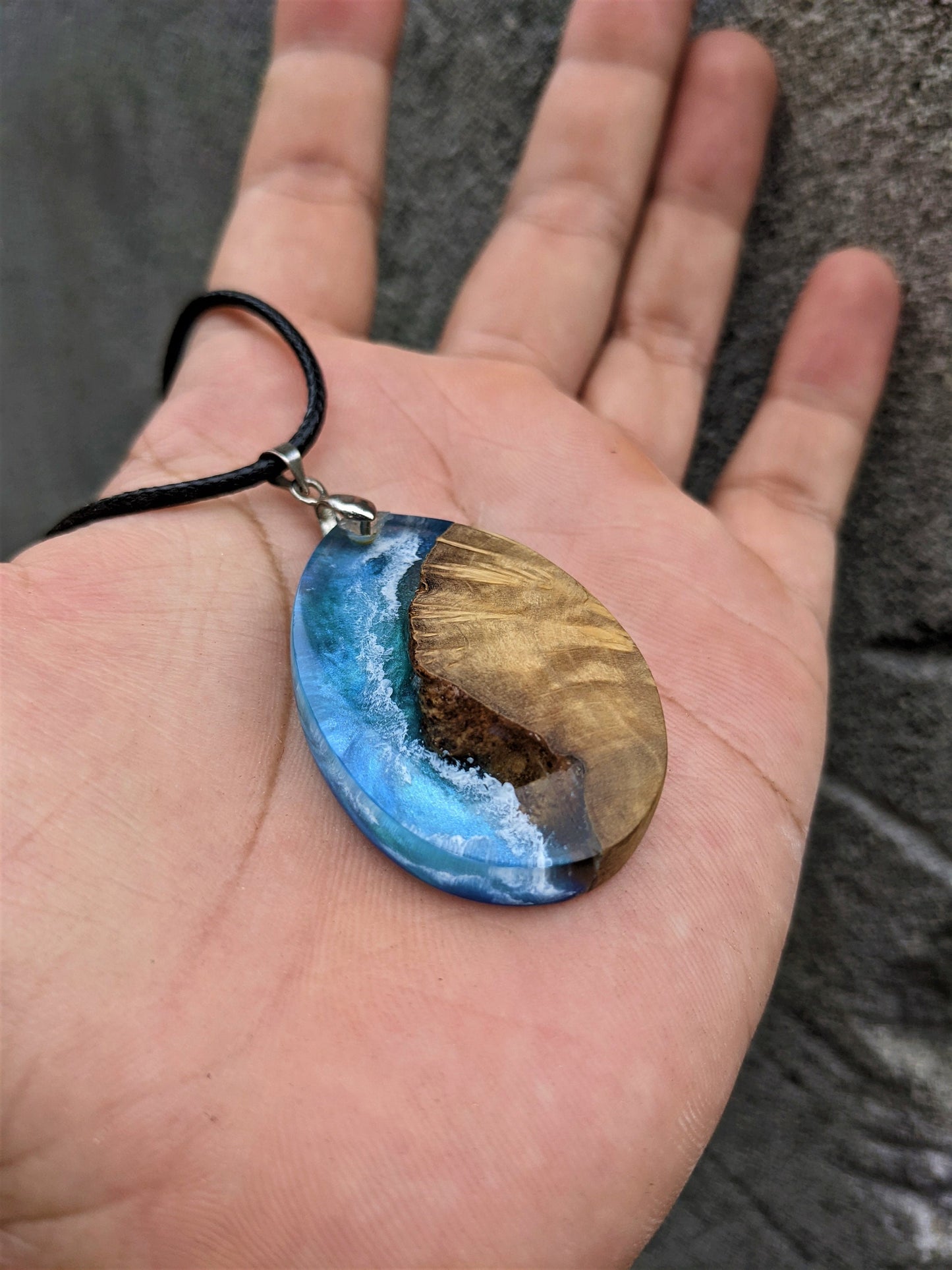 Beach resin pendant, epoxy resin pendant, ocean jewelry