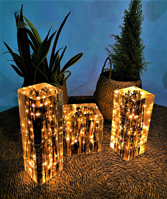 Firefly lamp, Wood Epoxy Table Lamp, Resin Lamp