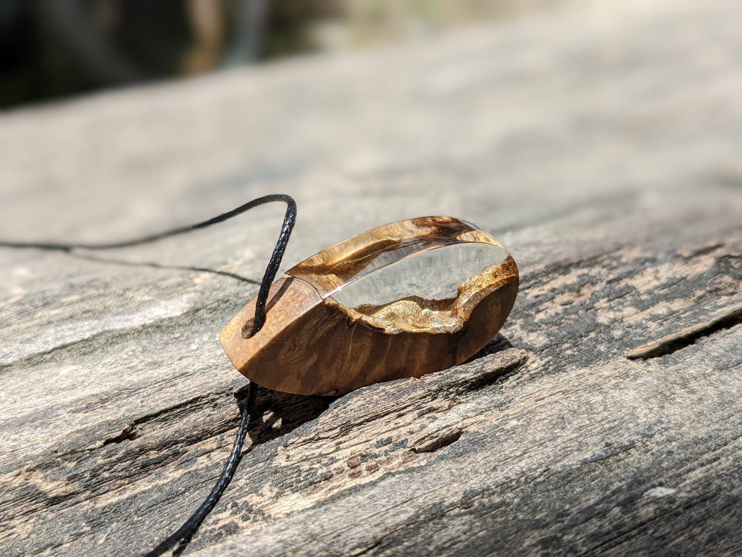 Wood resin transparent pendant