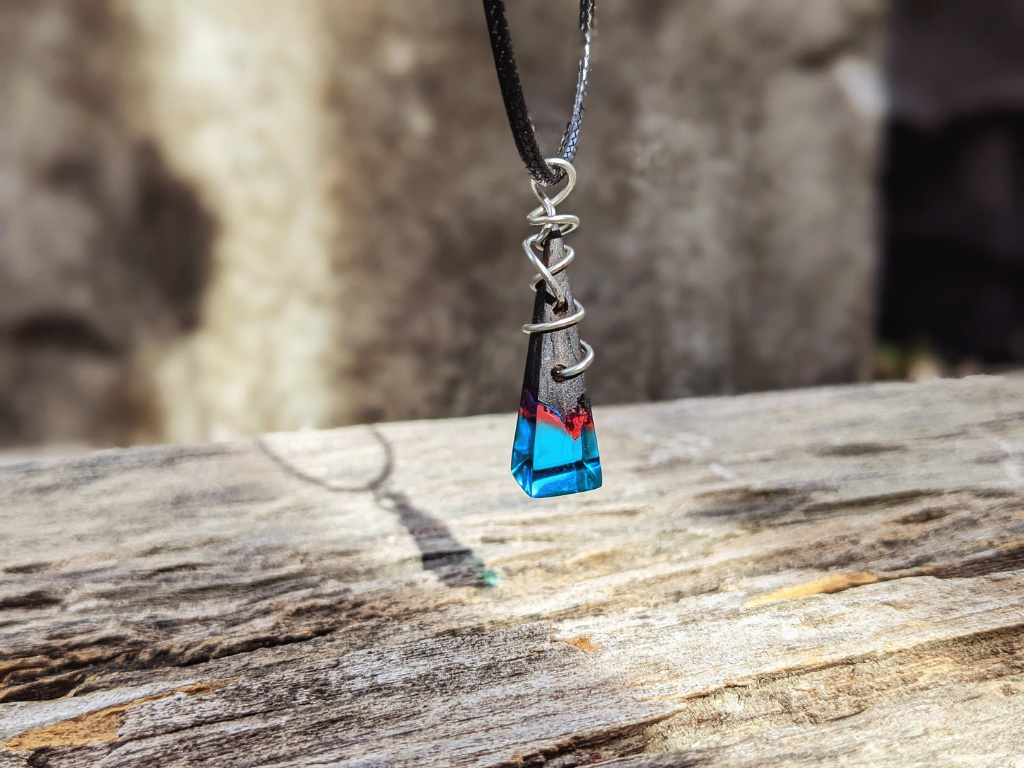 Blue resin pendant