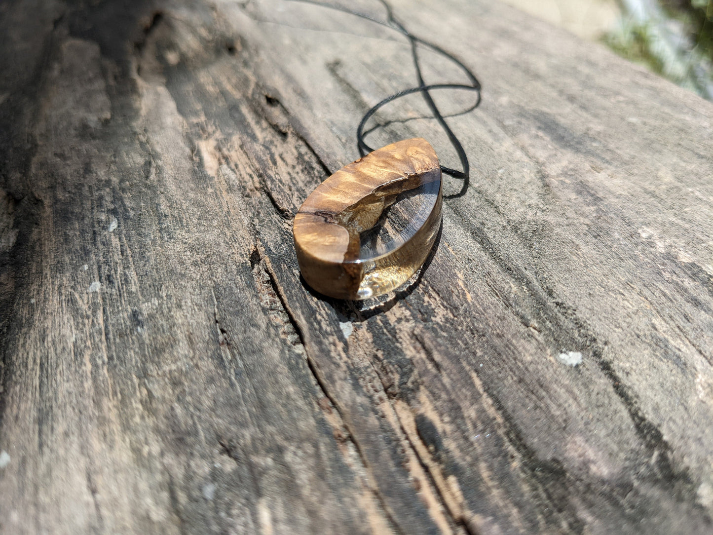 Wood resin transparent pendant
