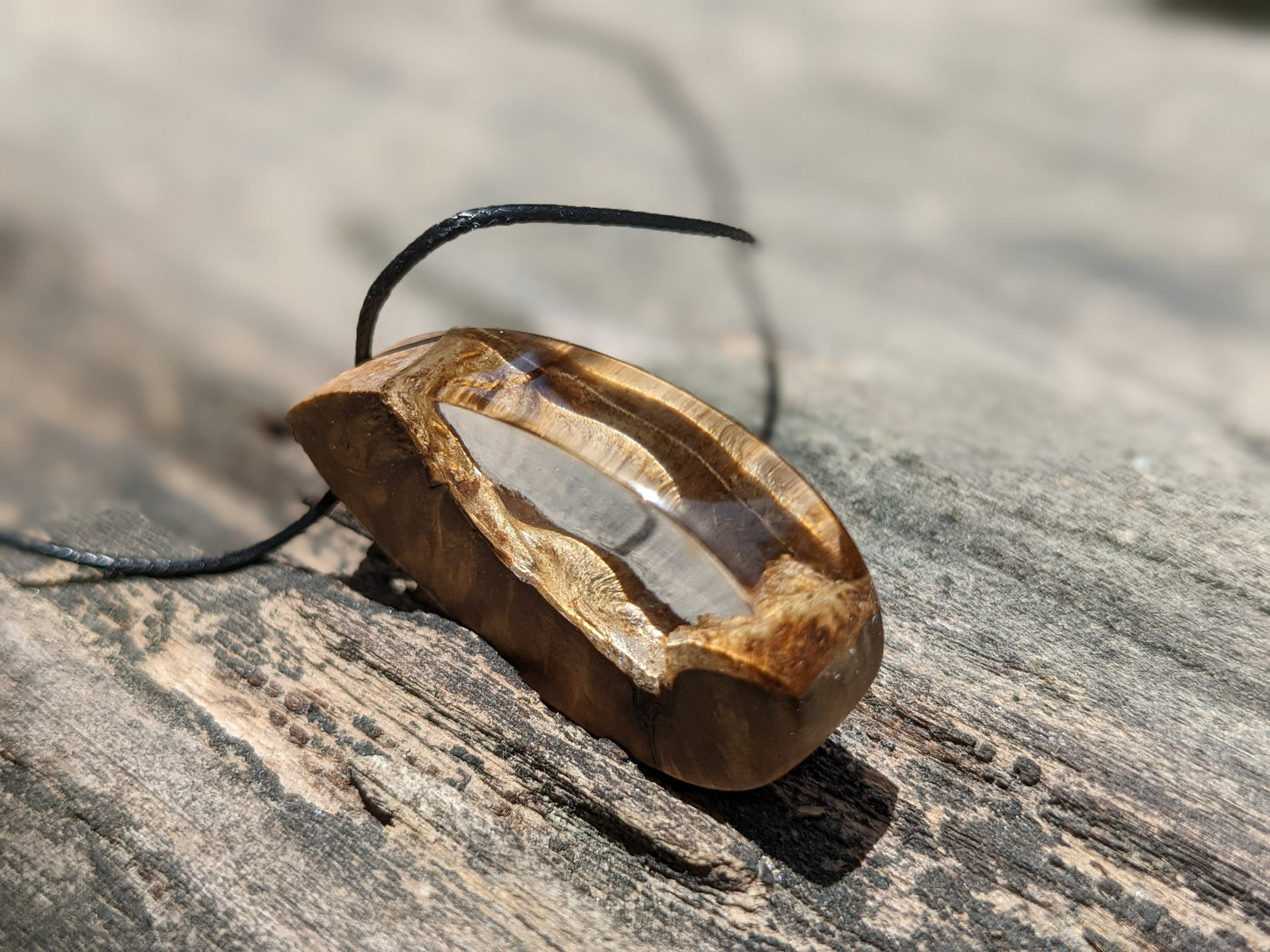 Wood resin transparent pendant