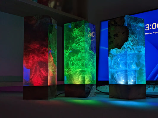 Color Changing Wood Resin Lamp