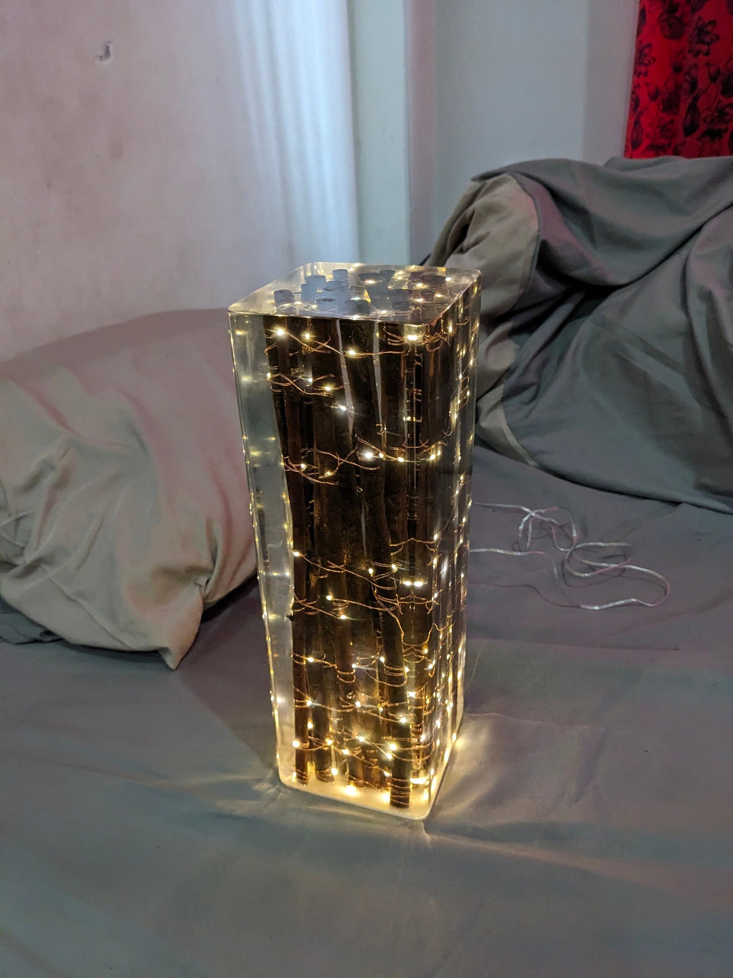 Firefly lamp, Wood Epoxy Table Lamp, Resin Lamp