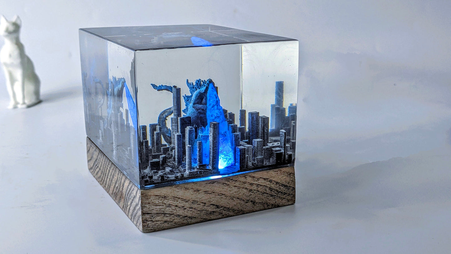 Godzilla resin lamp