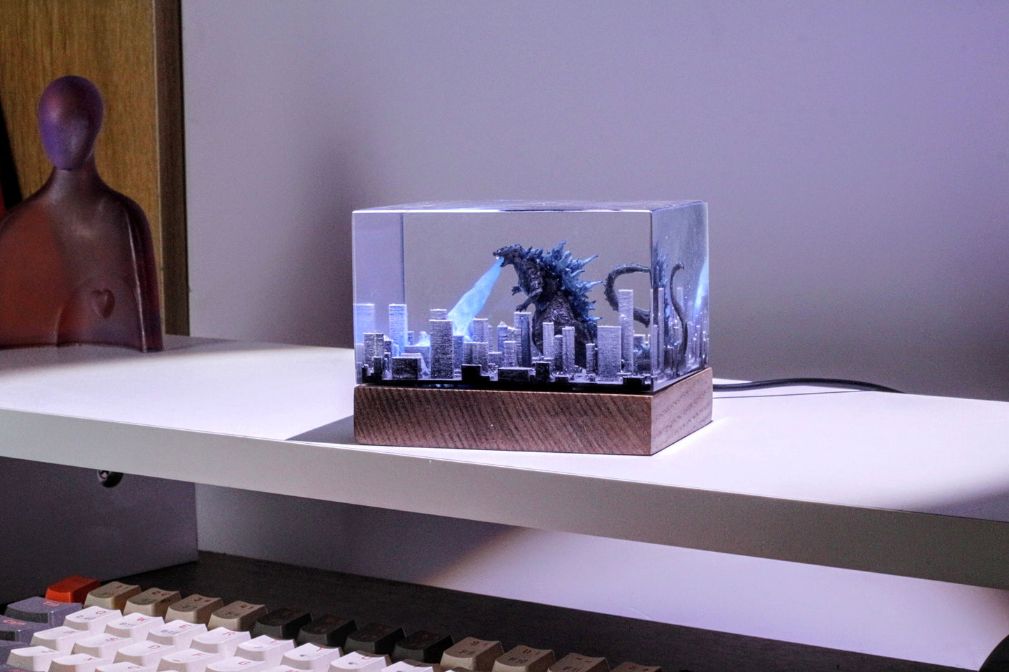 Godzilla resin lamp