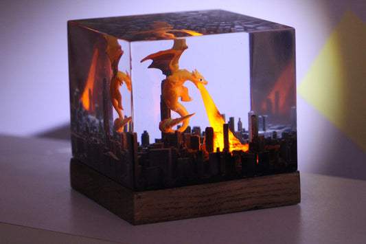 Custom CHARIZARD Resin wood Lamp