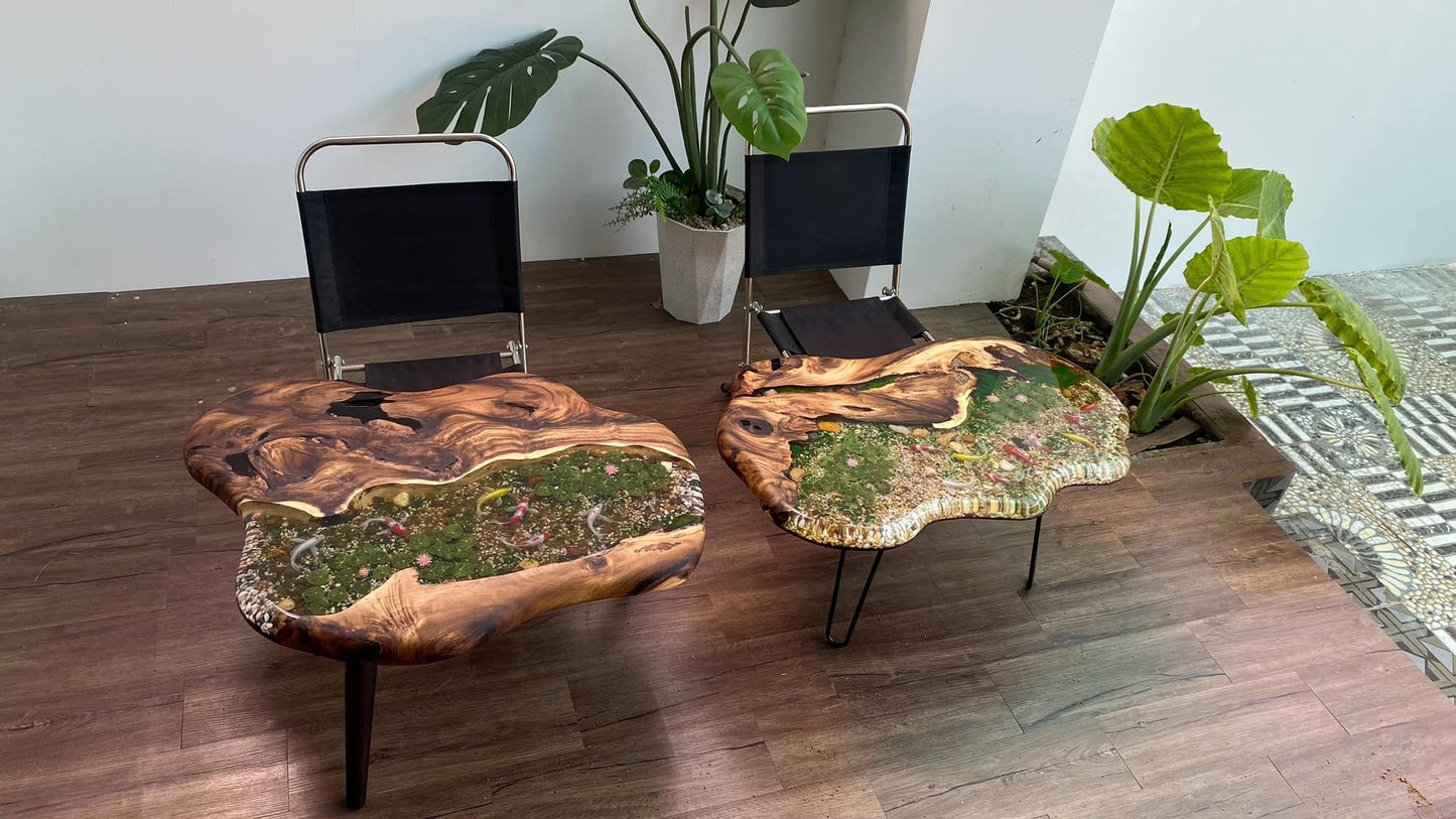 Table with 3D koi fish