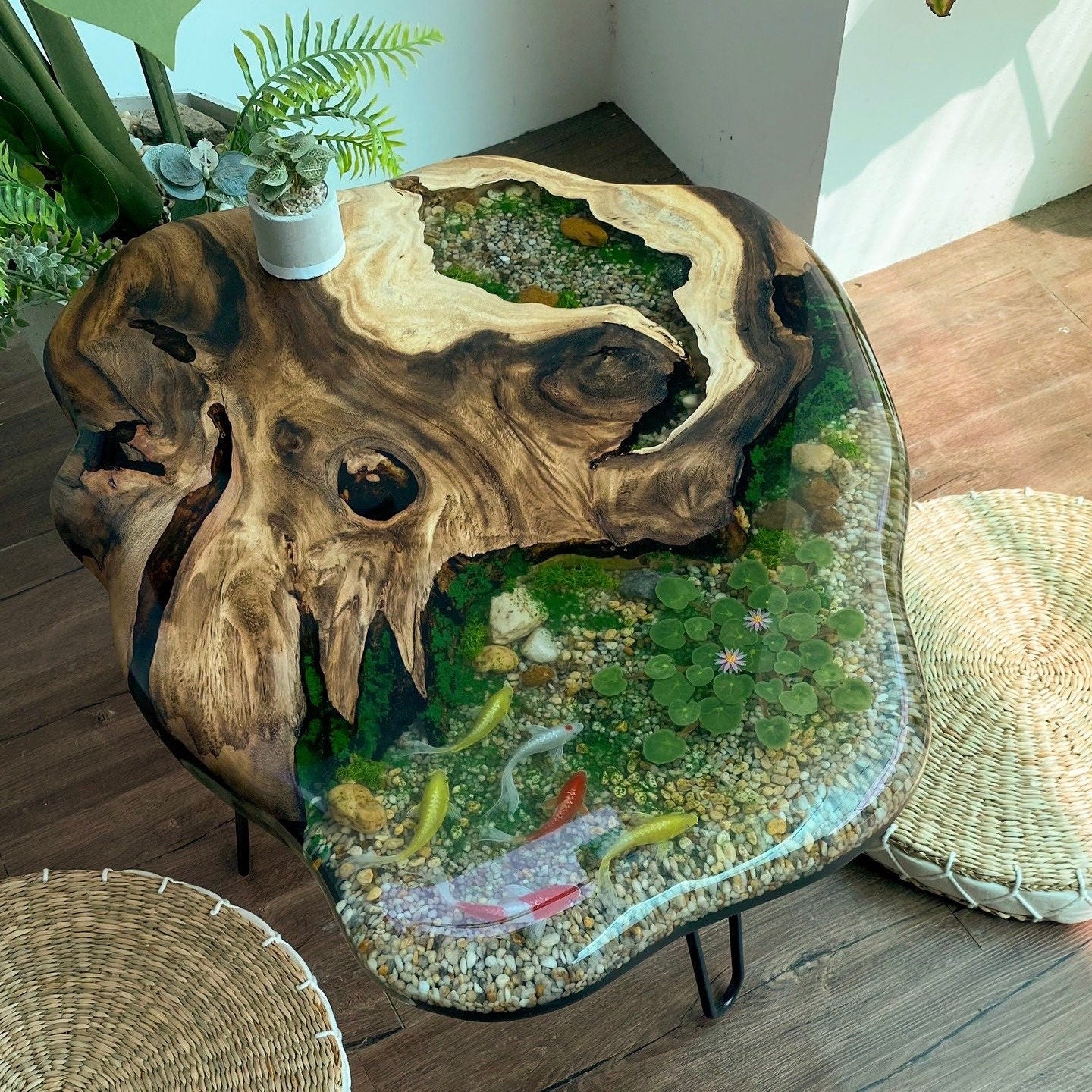 Table with 3D koi fish