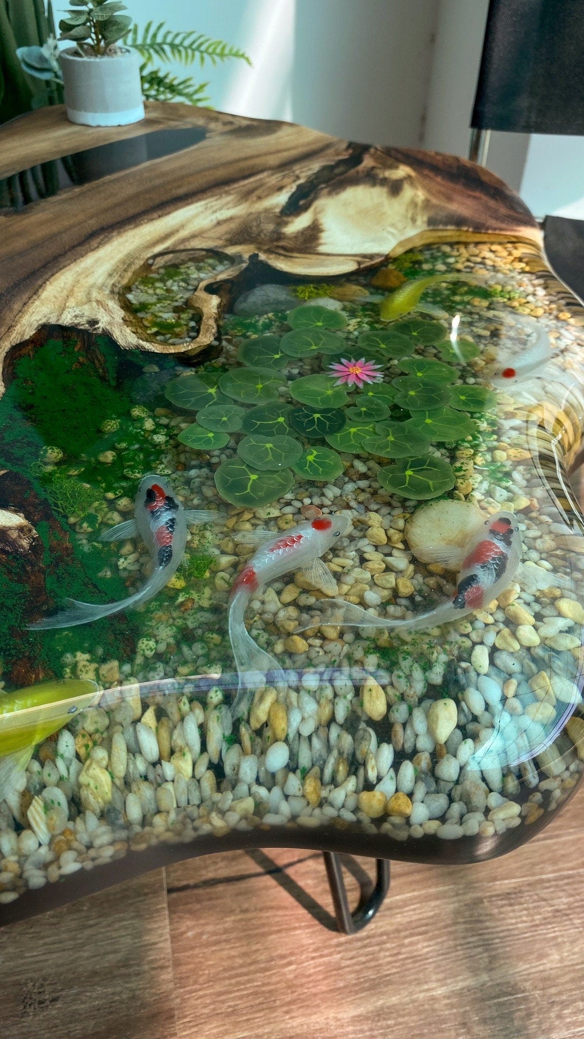 Table with 3D koi fish