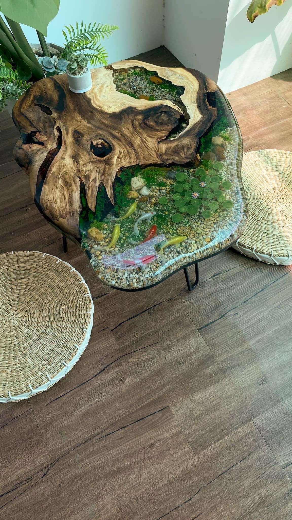 Table with 3D koi fish