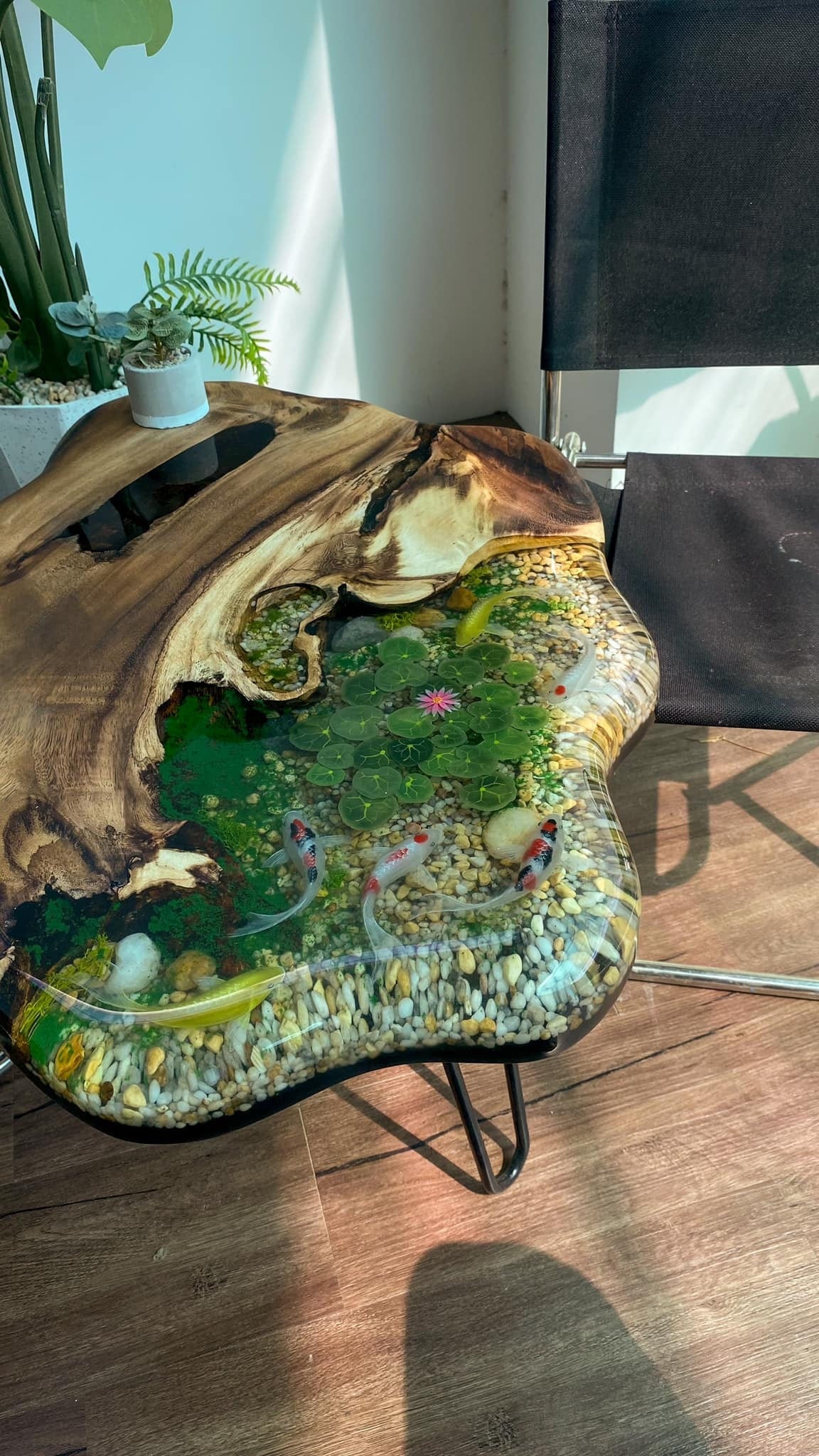 Table with 3D koi fish