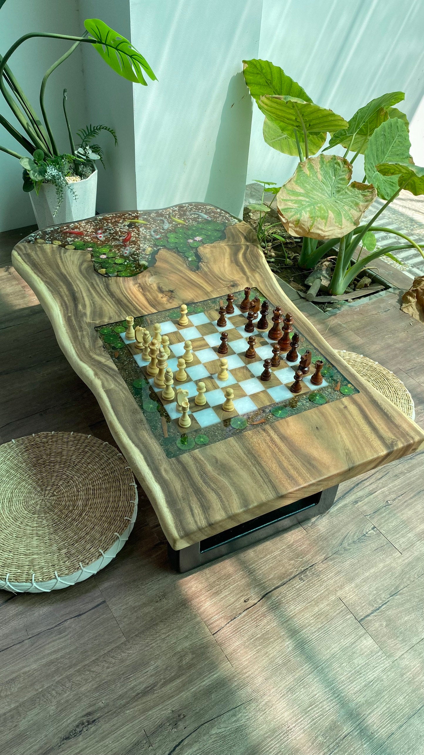 Table with 3D koi fish