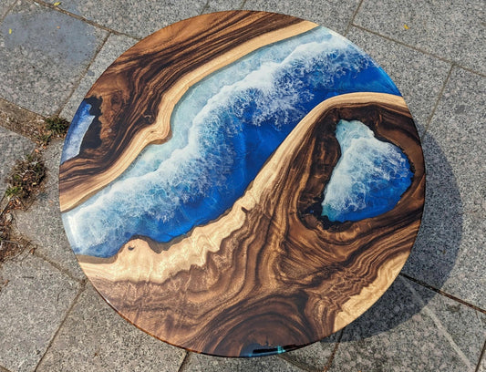 Personalized Ocean Resin Epoxy Table, Custom Live Edge Ocean Table, Dining Room Table, Resin Beach Table, Epoxy Resin Table, Unique Table