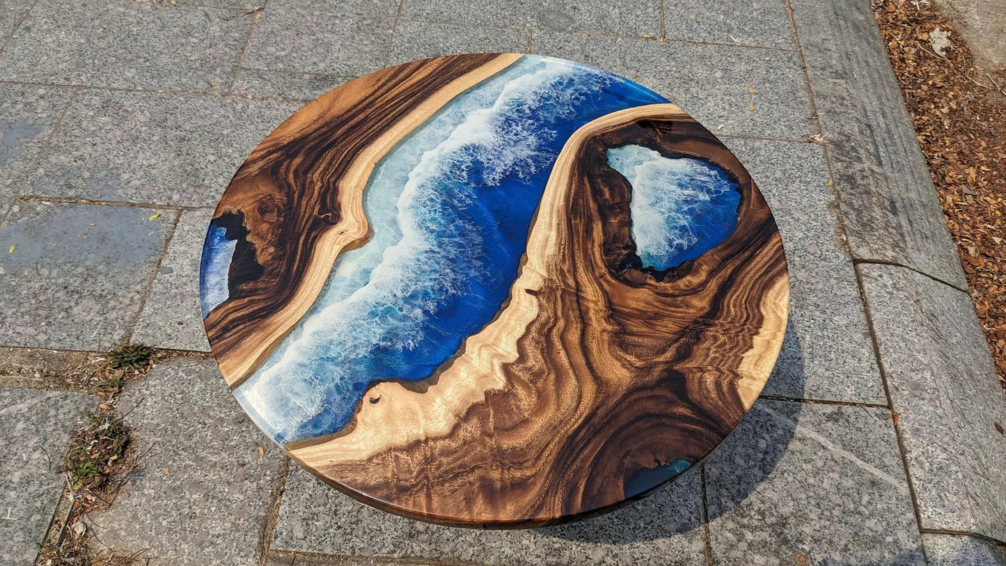 Personalized Ocean Resin Epoxy Table, Custom Live Edge Ocean Table, Dining Room Table, Resin Beach Table, Epoxy Resin Table, Unique Table
