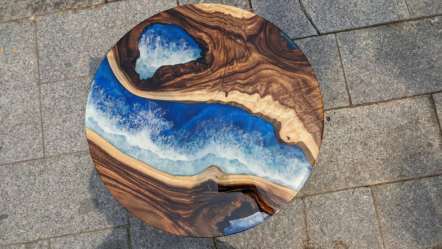 Personalized Ocean Resin Epoxy Table, Custom Live Edge Ocean Table, Dining Room Table, Resin Beach Table, Epoxy Resin Table, Unique Table