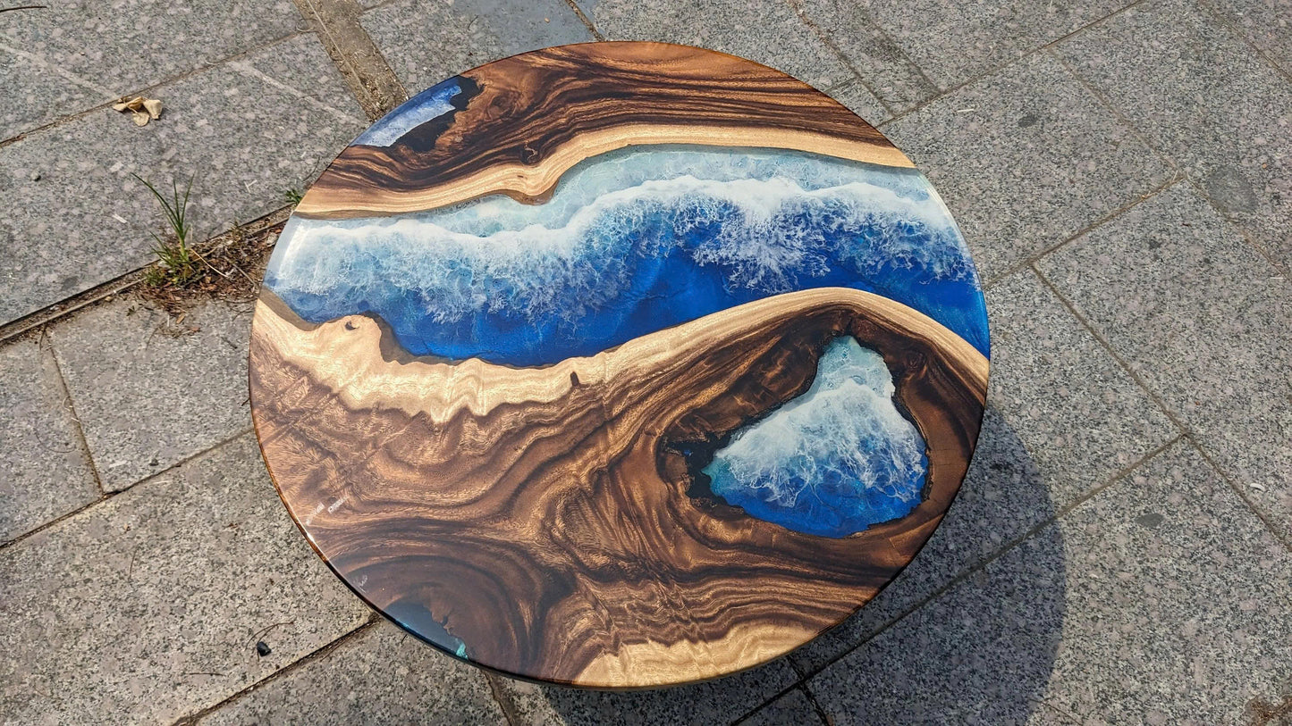 Personalized Ocean Resin Epoxy Table, Custom Live Edge Ocean Table, Dining Room Table, Resin Beach Table, Epoxy Resin Table, Unique Table